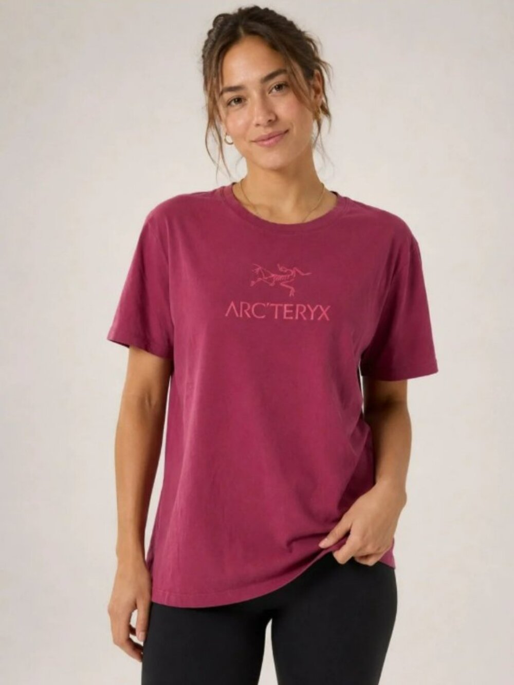 Womens ARC'TERYX Pink Arc'word Cotton T Shirt Size Medium M EUC